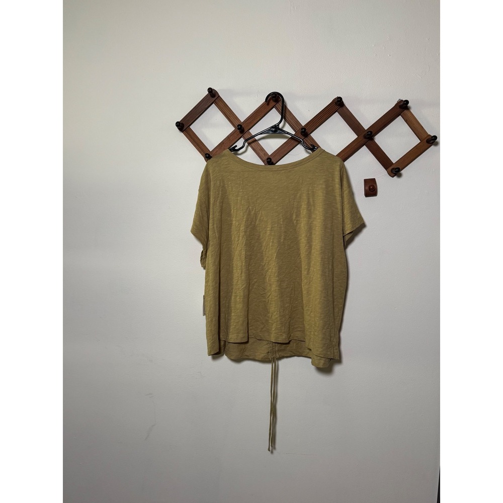 ANA NWT Khaki Olive Rouched Front V-Neck T-Shirt 2X - Picture 3 of 5